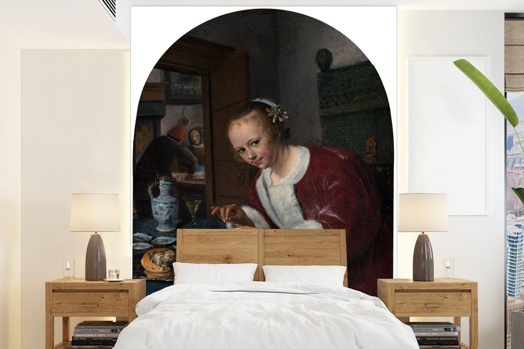 MuchoWow Fototapete für Wohnzimmer oder Schlafzimmer Wandtapete Vinyl Motivtapete Der kleine Austernfresser - Jan Steen - 190x260 cm - Papiertapete