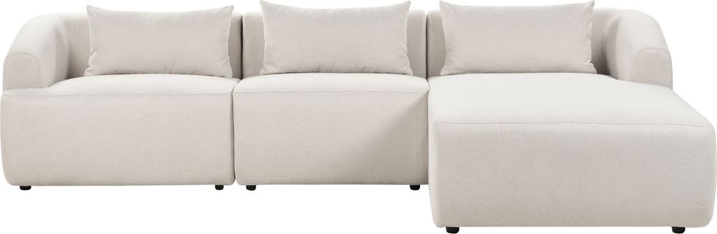 BELIANI Ecksofa Hellbeige Stoffbezug L-förmig 3-Sitzer Sofa mit Chaiselongue Links Wohnzimmermöbel Modern Wohnzimmer Ausstattung Wohnecke Sitzecke