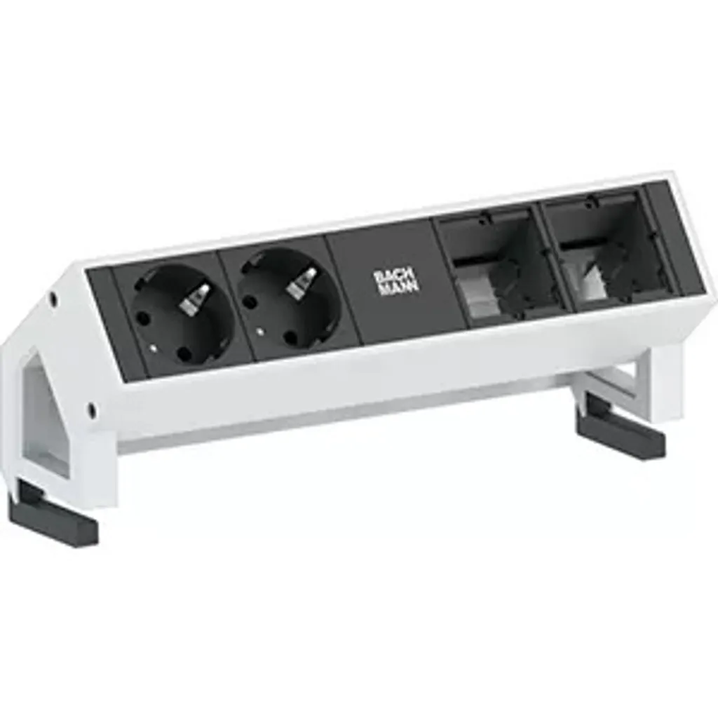 Prise de bureau Bachmann DESK 2 blanche avec 2 socles et entrée GST18