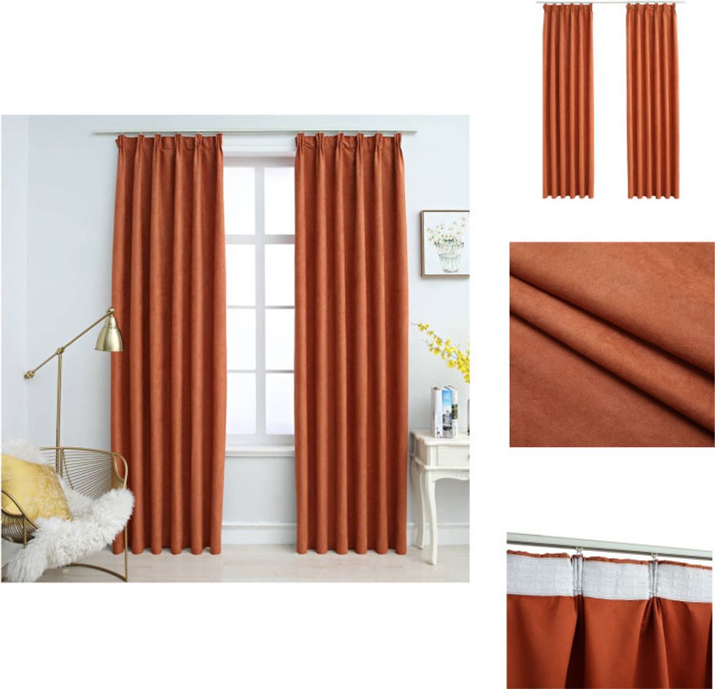 vidaXL Verdunkelungsvorhänge mit Haken 2 Stk. Rostbraun 140x225 cm - Vorhänge & Gardinen