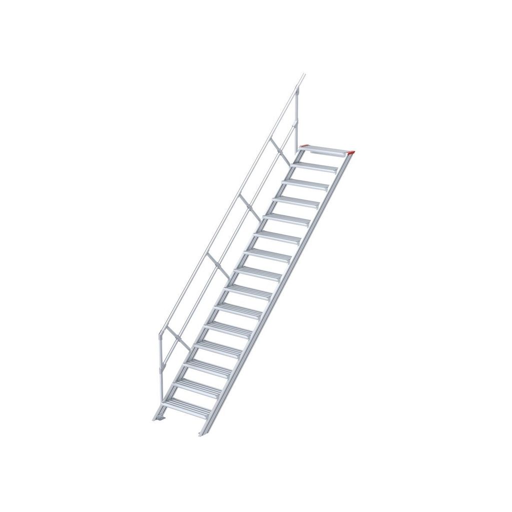 Euroline 510 Treppe 45° 1000mm Stufenbreite 15 Stufen Alu gerieft