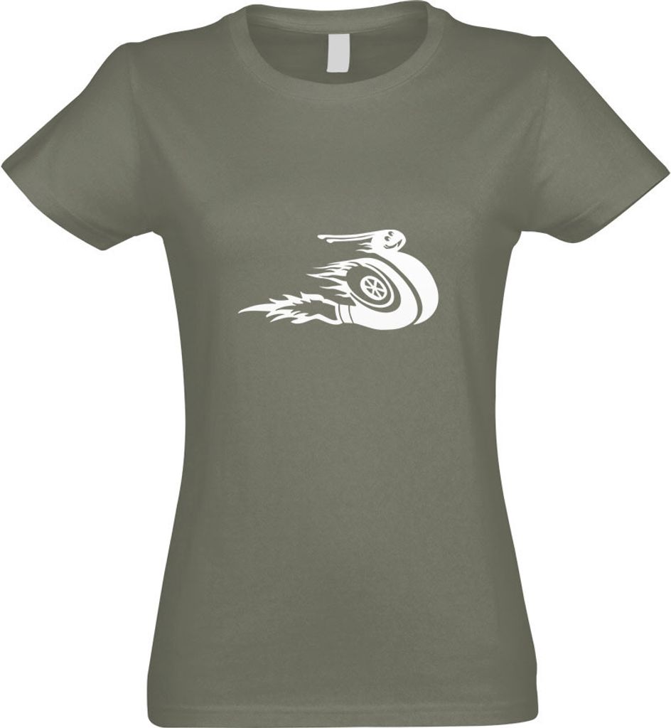 Kiwistar - T-Shirt tailliert - Damen - Olive - Turboschnecke - Speed - Turbo - mit Motiv Bedruckt - Funshirt Design - Sport - Freizeit - Damen - S