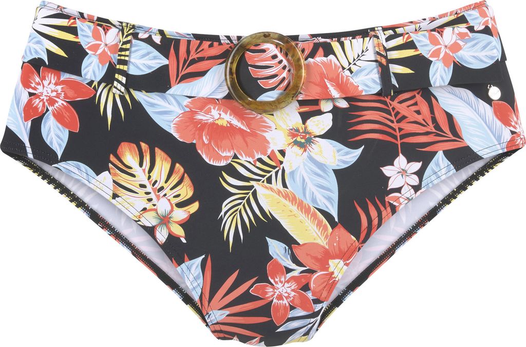 s.Oliver Highwaist-Bikini-Hose schwarz-bedruckt Größe 36