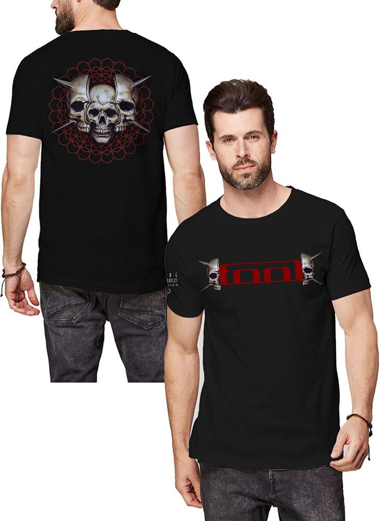 Tool Skull Spikes (Back & Sleeve Print) Black L T-Shirt