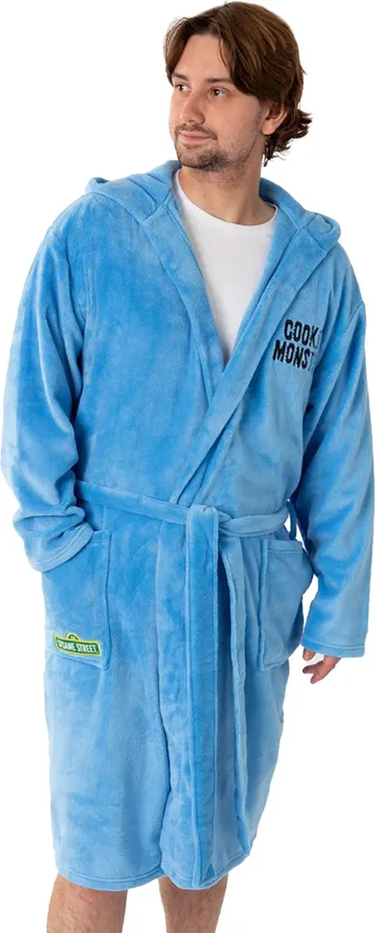 Sesame Street Robe de Chambre NS9094 - Peignoir Bleu à Capuche Taille L - 4