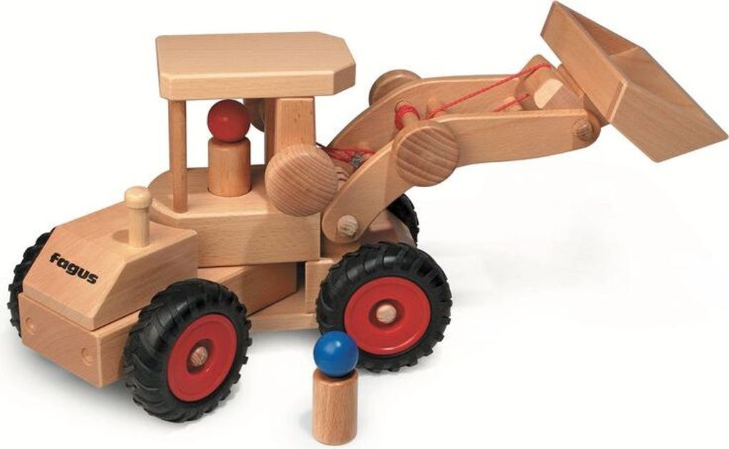 Holz Radlader Braun 40 cm lenkbar, Schaufel stufenlos heb- und kippbar