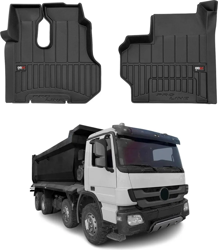 Set Tappetini Gomma TPE per Mercedes Actros MP3 (08-11) - 2 Pezzi Neri