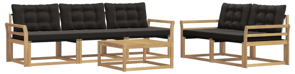 vidaXL Outdoor-Sofagarnitur 6 pcs Weiß und Schwarz 79 x 79 x 37 cm
