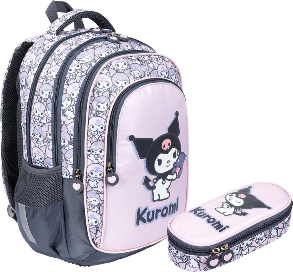 Set Rucksack 4 Fächer + Mäppchen Kuromi Pink Majewski Produktbild 