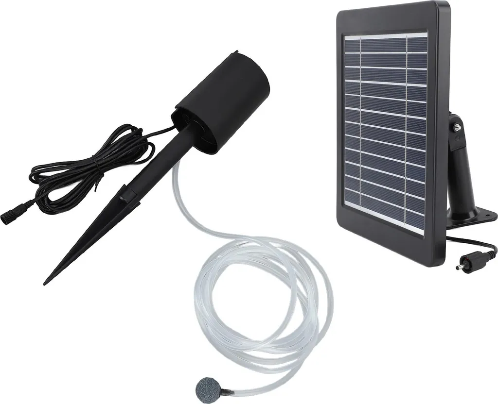 Pompe à Air Solaire Étanche IP64 Débit 0,8L/min 3 Modes pour Aquarium