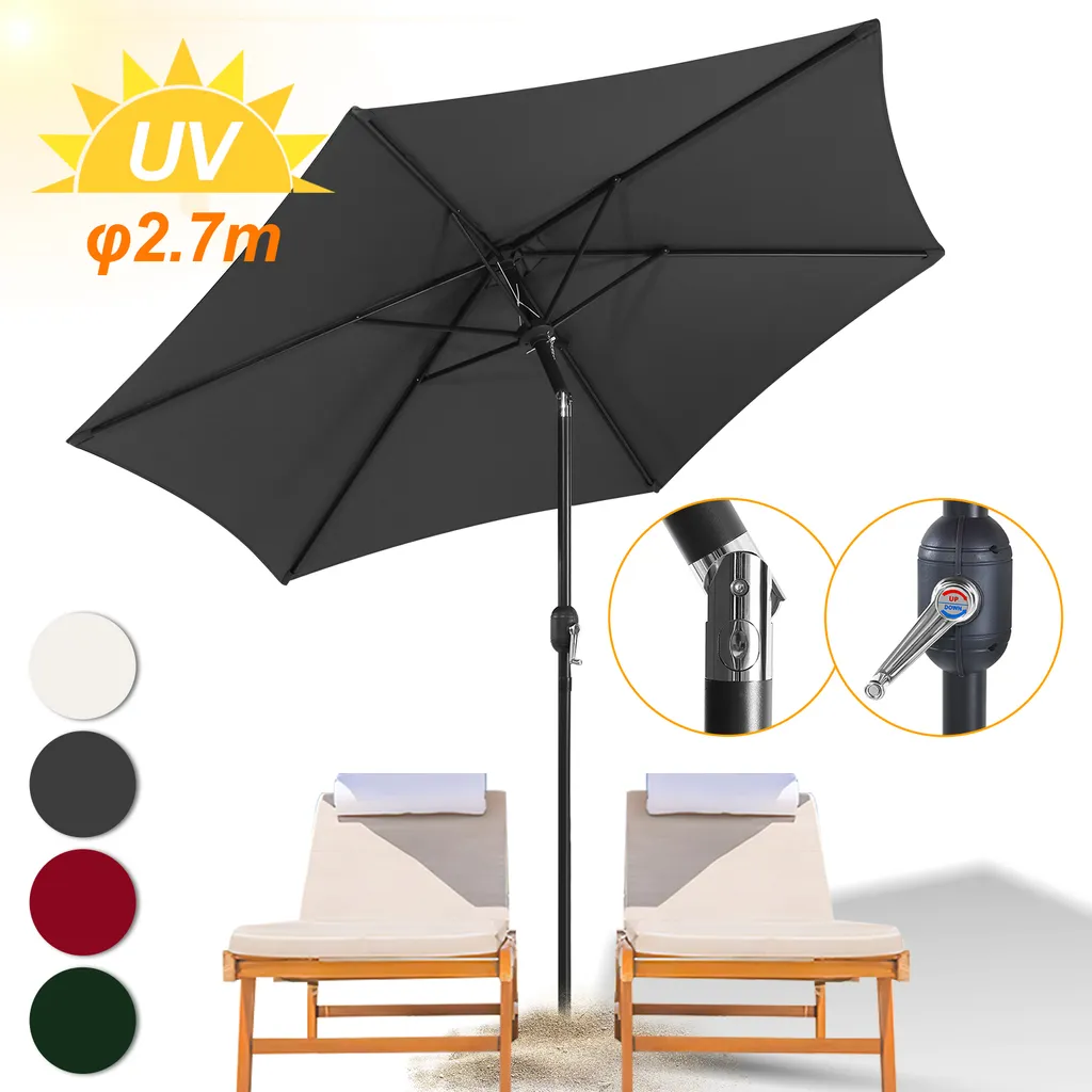 TolleTour Ombrellone 2.7m a Sbalzo Grigio Rotazione 360°