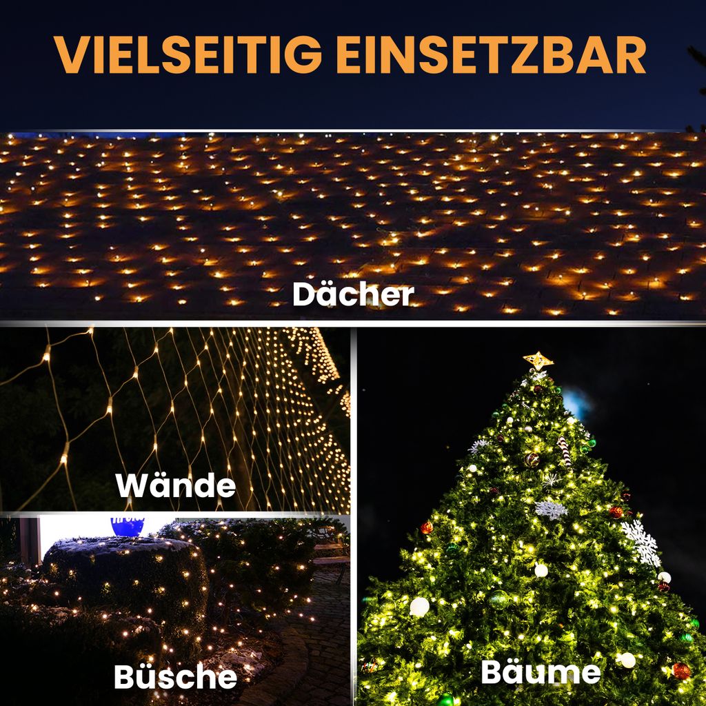 F-H-S LED-Lichternetz 160LED warmweiß IP 44 Außenadapter Produktbild 11