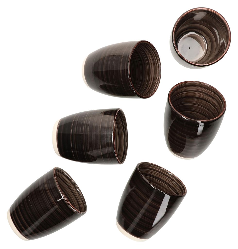 6er Set Coffeeblack Kaffeebecher schwarz 350ml ohne Henkel Produktbild 