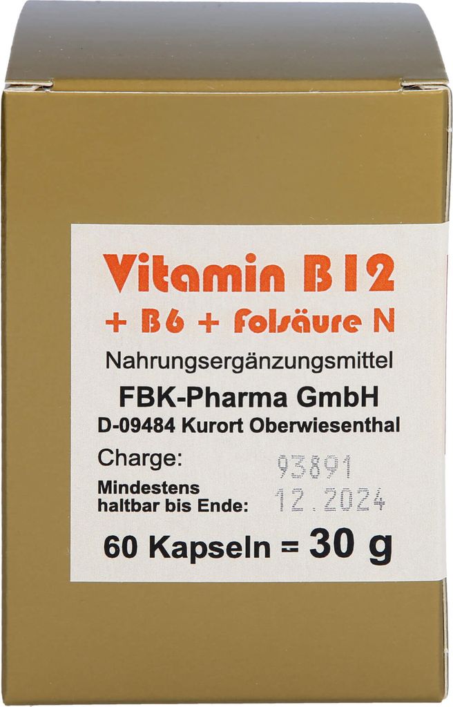 Bioxera Vitamin B12 + B6 + Folsäure N Kapseln, 60 St. Kapseln