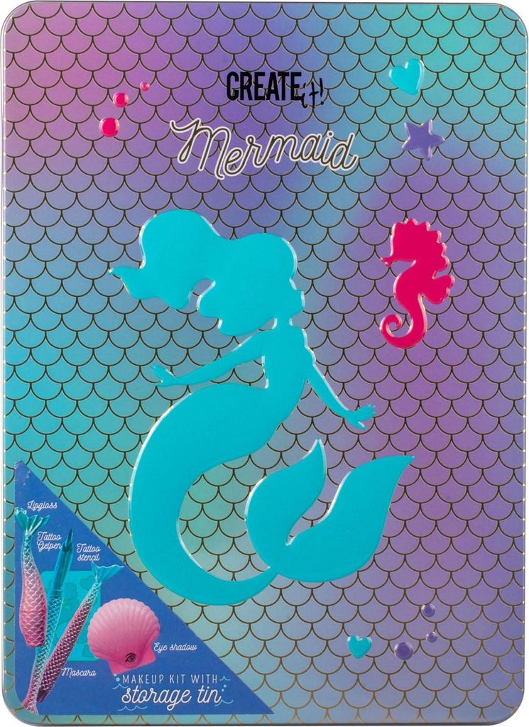 Meerjungfrau Make-up-Set für Kinder mit Zubehör und Meerjungfrauen-Thema