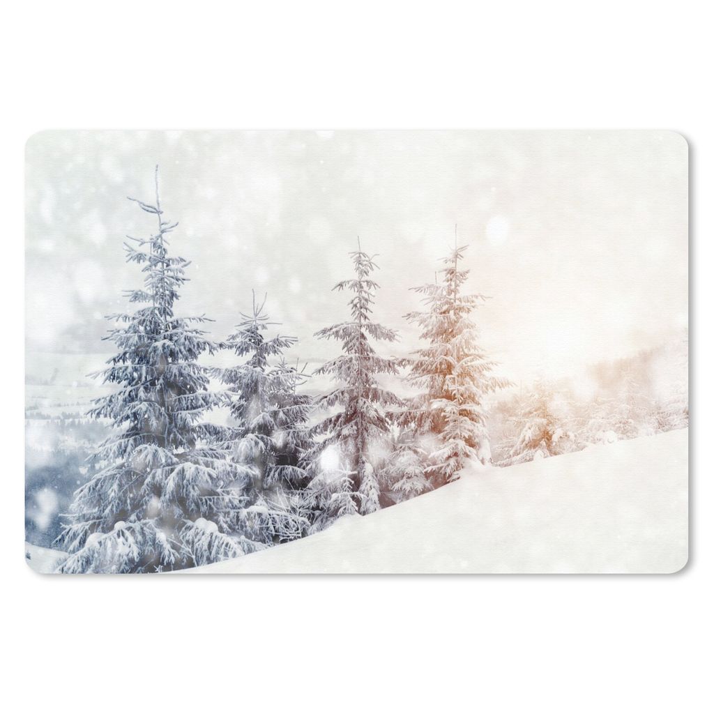 MuchoWow Schreibtischunterlage Baum - Schnee - Winter 60x40 cm - XXL Mauspad - Großes Mauspad