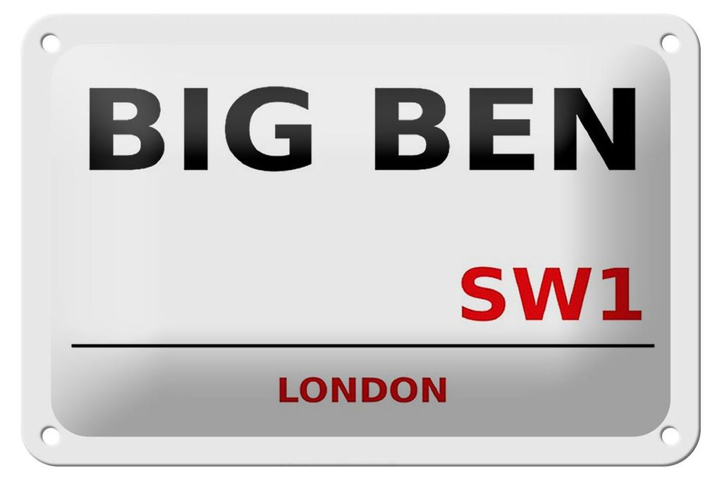 Blechschild London 18x12cm Street Big Ben SW1