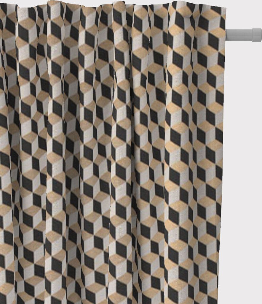 SCHÖNER LEBEN. Vorhang Metallic Cube Geometric Luxury 3D Würfel schwa Aufhängung Smok-Schlaufenband
