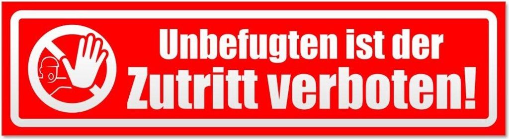 Kiwistar - Autoaufkleber - Rot - 20 x 5,3 cm - Unbefugten Zutritt verboten invertiert - Hinweis Aufkleber Sticker für Auto, Kfz, Fahrrad, PKW, LKW