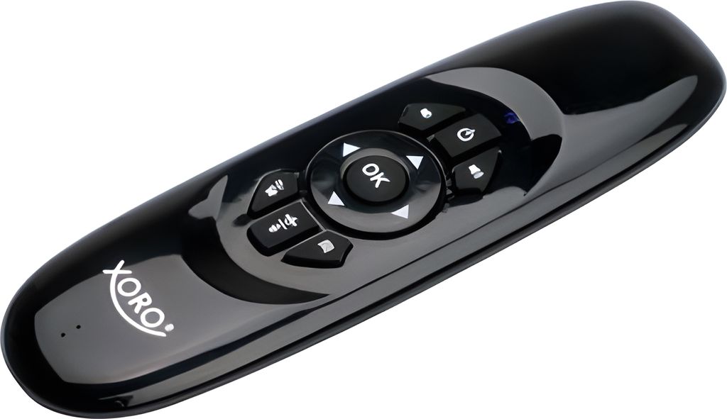 XORO AMW 100 2.4 GHz Kabellose Air Mouse mit Gyroskop Sensor, integriertem Mikrofon, Akku und QWERTZ Tastatur in Schwarz