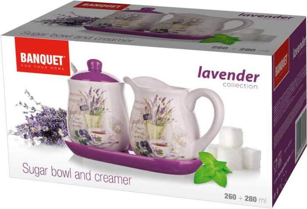Zestaw dzbanek na mleko z cukiernicą LAVENDER, 4 sztuki,OK Zdjęcie produktu 