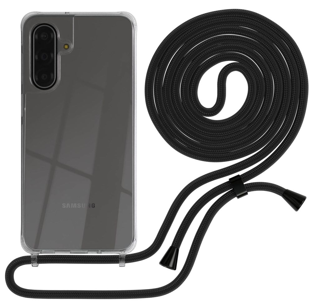 EAZY CASE Handykette kompatibel mit Samsung Galaxy A17, Handyhülle mit Umhängeband, Handykordel, Schutzhülle Clear, Band in Schwarz
