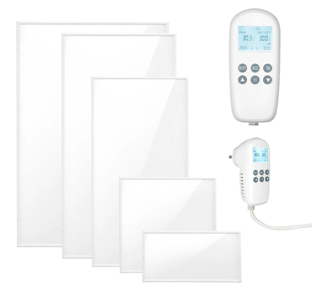 Graphen Infrarot Heizpanel - Wandheizung - IP54 Spritzwassergeschützt - Leiser Betrieb - Energiesparend - Thermostat & Timer - 1050 W