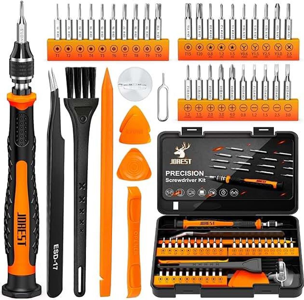 JOREST 40Pcs Feinmechaniker Schraubendreher Set, Mini Werkzeug Kit mit Torx T1 T2 T3 T4 T5, TR6 T7 T8 T9 T10 T15, Triwing Y00, Stern P2 P5, -1.0/2....