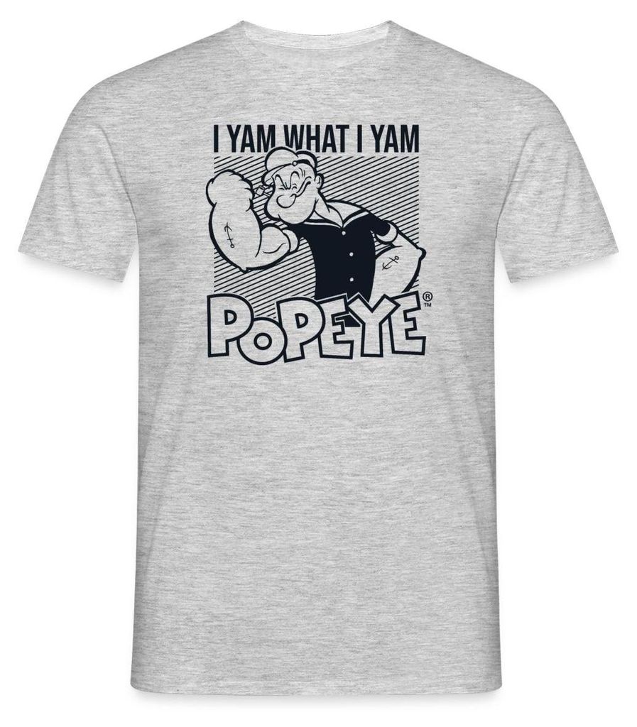 Spreadshirt Popeye I Yam What I Yam Männer T-Shirt, XXL, Grau meliert