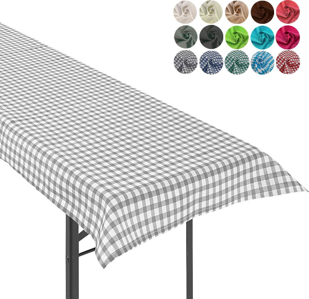 heimtexland Tischdecke Bierzeltgarnitur Biertischdecke Garten Tischdeko Landhaus Typ861 Vichy Karo Grau 90x240 cm
