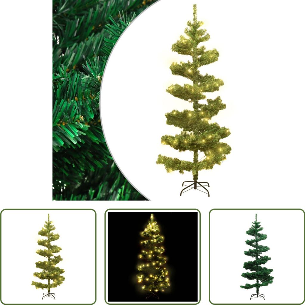 The Living Store Spiral-Weihnachtsbaum mit Beleuchtung und Ständer Grün 150 cm