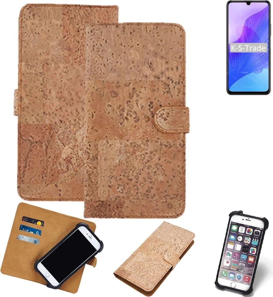 K-S-Trade Hülle kompatibel mit Huawei Honor 30 Lite Kork Handyhülle Cover Schutzhülle TPU Case Bumper in Hellbraun, (1x)