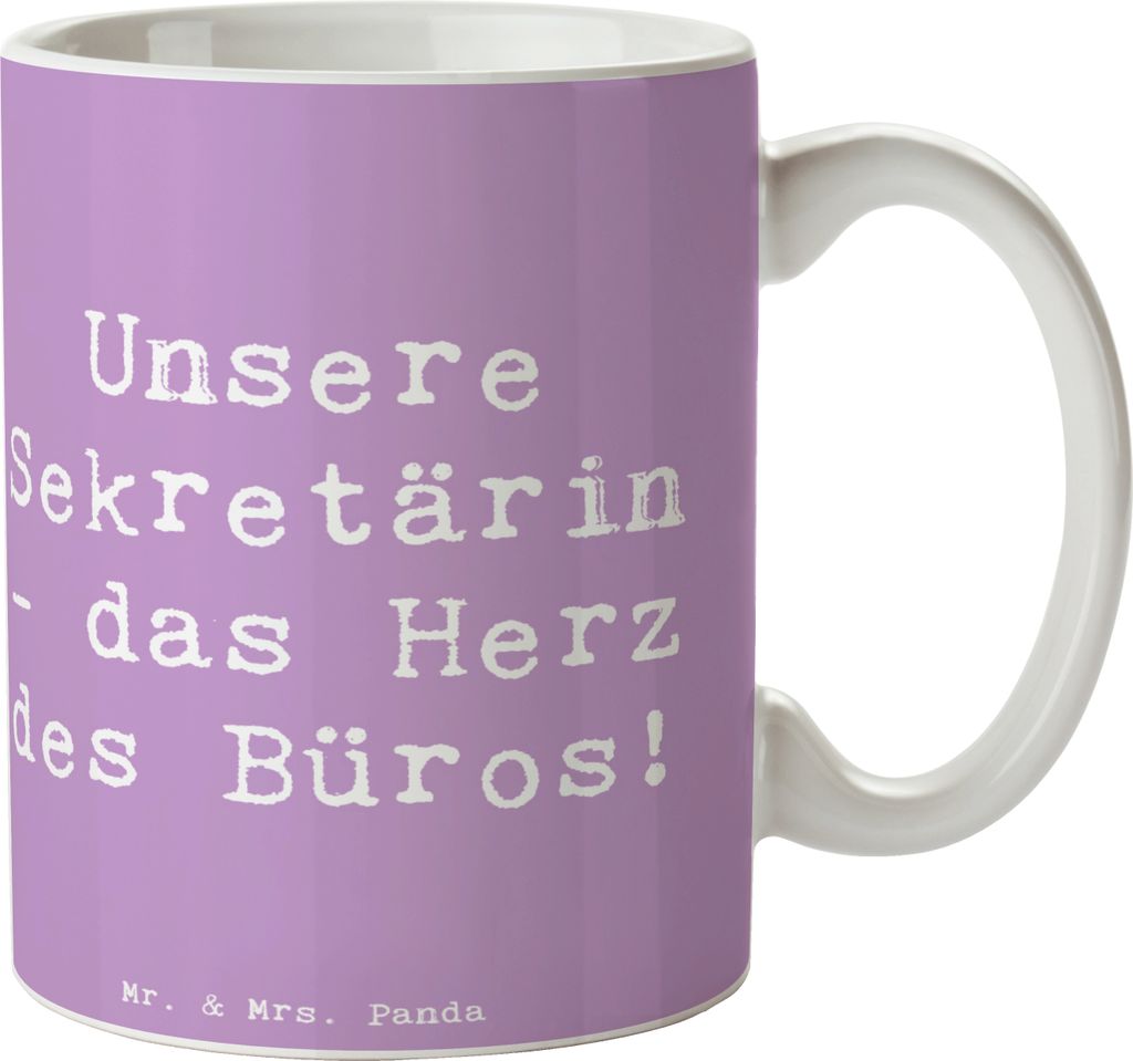 Mr. & Mrs. Panda Becher Spruch Sekretärin Herz - Lavendeltraum - Geschenk, Danke sagen im Büro, des Büros, Kaffeebecher, Pott, Organisation, Tas...