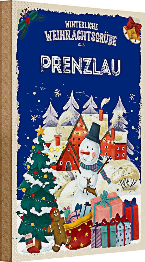 Holzschild Weihnachtsgrüße PRENZLAU 20x30cm