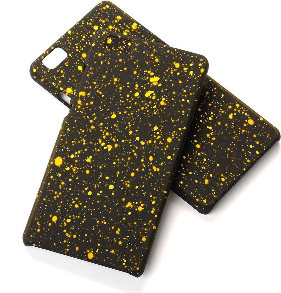 Handy Hülle Schutz Case Bumper Schale für Huawei P8 Lite 3D Sterne Gelb