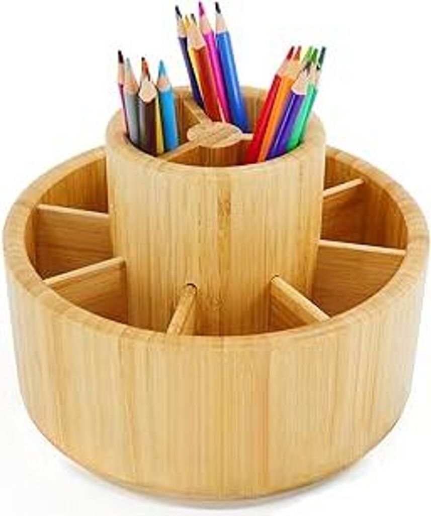 Utoplike Bamboo Desk Organizer, große Kapazität Pen Holder Lagerung für Bleistifte, Farbstifte, Pinsel, 360 Grad drehbar Büro Veranstalter, Hol...