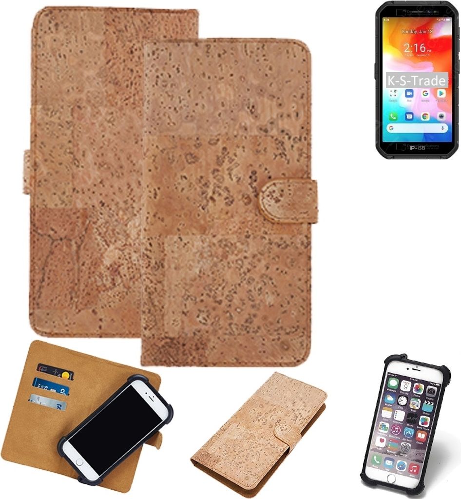 K-S-Trade Hülle kompatibel mit Ulefone Armor X7 Kork Handyhülle Cover Schutzhülle TPU Case Bumper in Hellbraun, (1x)