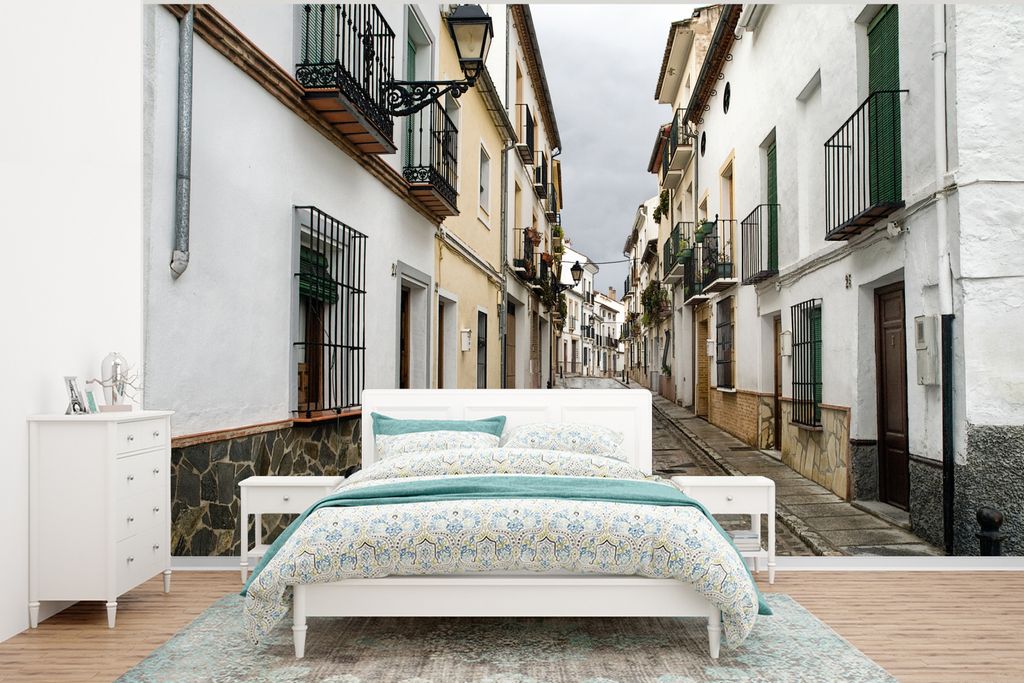 MuchoWow Fototapete für Wohnzimmer oder Schlafzimmer Wandtapete Vinyl Motivtapete Die Straßen von Málaga auf der spanischen Iberischen Halbins...