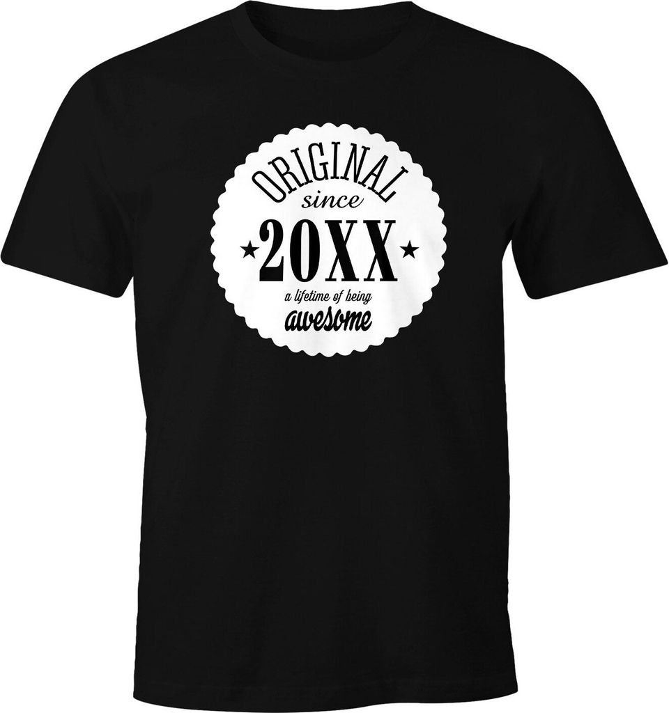 Herren T-Shirt Geburtstag anpassbares Retro Design Original since und Geburtsjahr lustiges Geschenk für Männer MoonWorks 40 schwarz 4XL