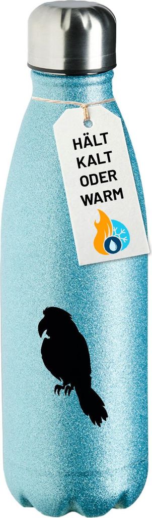 Huuraa Trinkflasche Papagei Silhouette 500ml Blue Edelstahl Wasserflasche Trinkflasche Geschenkidee