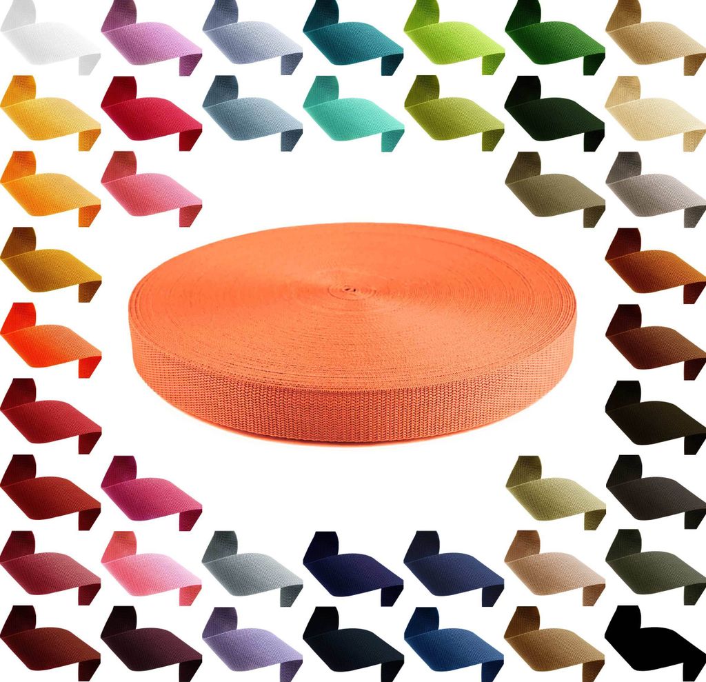 50m PP Gurtband, Polypropylen, 40mm breit, 1,3mm stark, Farbwahl