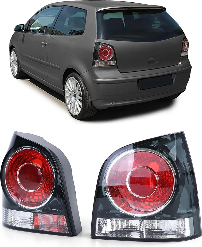 Paire de feux arrières fumés noirs pour Volkswagen Polo 9N3 2005-2009