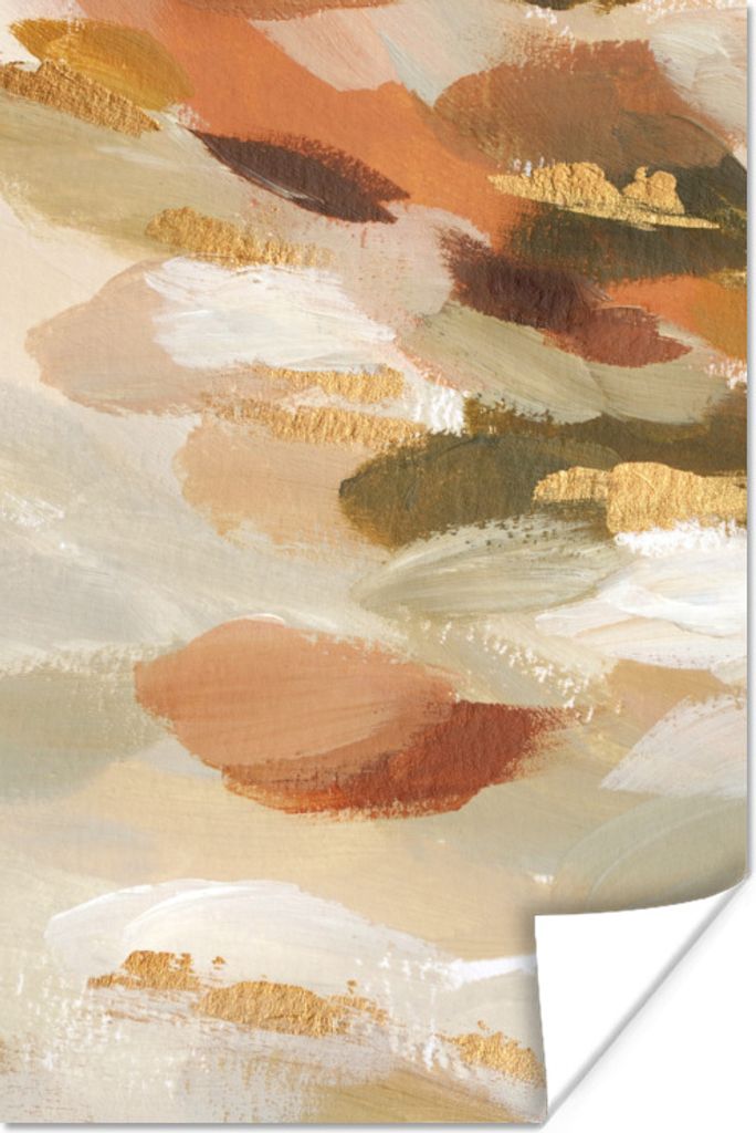 MuchoWow Poster Farbe - Gold - Rot 40x60 cm - Plakate für die Wand - Poster Babyzimmer