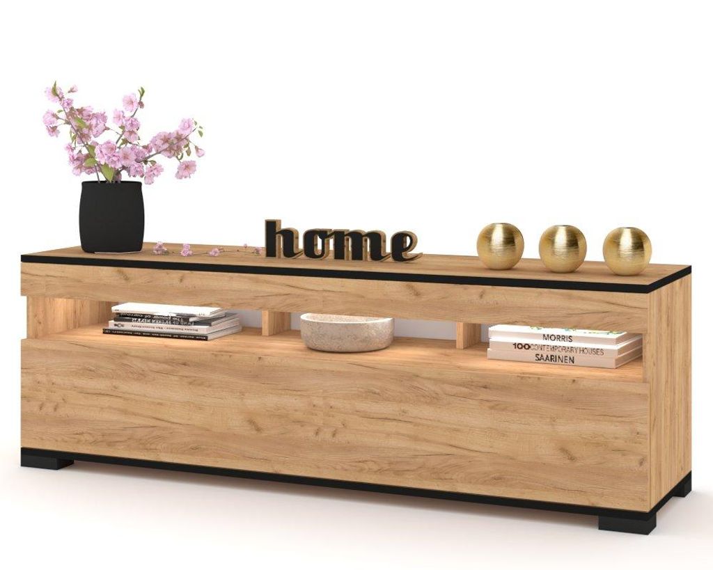 Fernsehschrank TV-Lowboard PLAY STEHEND Mit LED Craft Eiche Produktbild 