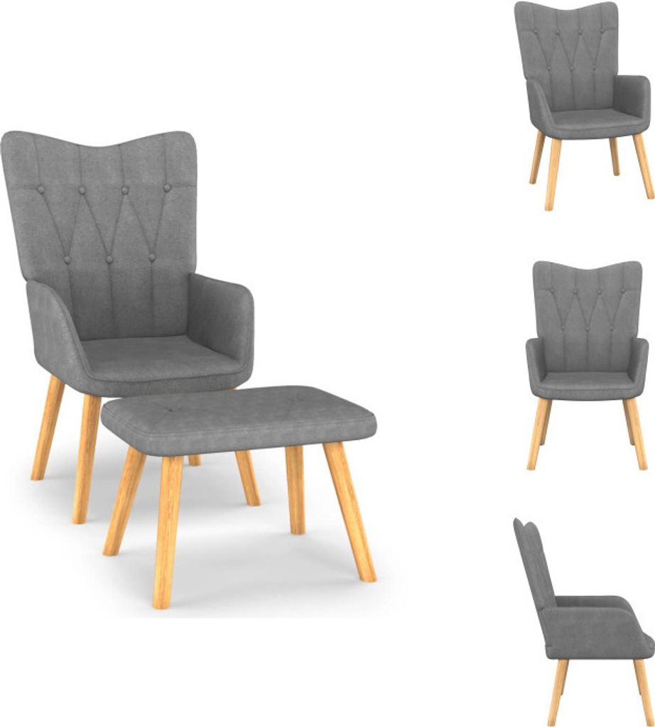 vidaXL Relaxsessel mit Hocker Dunkelgrau Stoff - Sessel