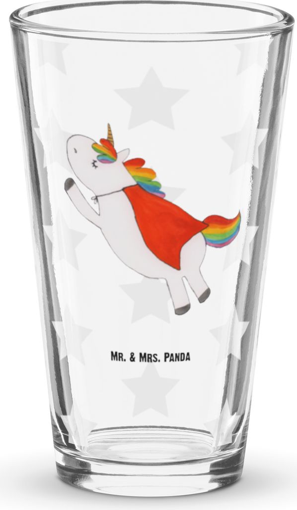 Mr. & Mrs. Panda Glas Einhorn Super - Transparent - Geschenk, Bierglas, Longdrinkglas, Held, Einhörner, Tumbler, Freundin, Cocktailglas, Unicorn, ...
