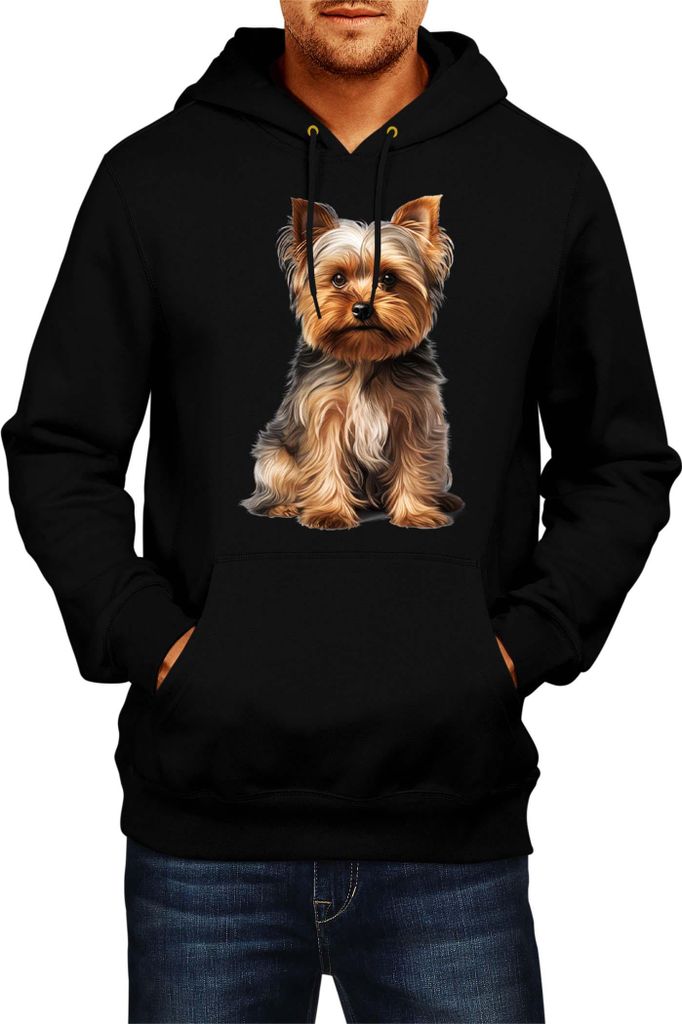 Herren Kapuzenpullover Dogs Breeds Yorkshire Terrier Dog Breed 006, Man XL / Schwarz