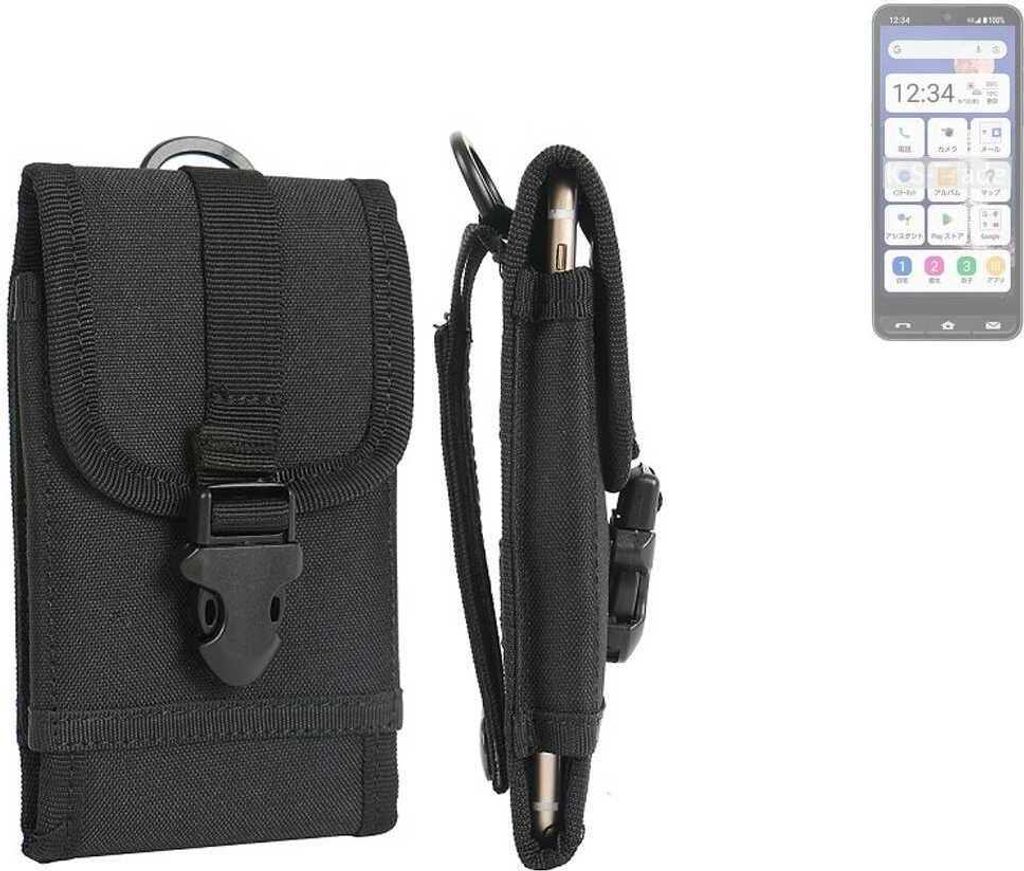 K-S-Trade Holster Handy Hülle kompatibel mit Sharp Basio Active2 Holster Handytasche Gürtel Tasche Schutz Hülle Robust Outdoor schwarz