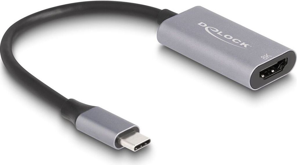 Delock - Ultra High Speed - Videoadapter - 24 pin USB-C männlich zu HDMI weiblich - 15 cm - Grau/Schwarz - unterstützt 8K 60 Hz (7680 x 4320), HD...