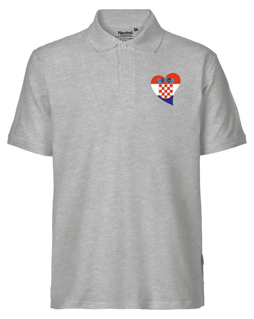 Huuraa Herren Polo Shirt Kroatien Flagge Herz S Sport Grey Bio Baumwolle Fairtrade Poloshirt Geschenkidee